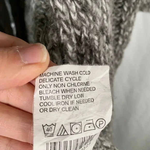 Motherhood Maternity Cardigan Women’s Medium Grey Knit Open Front Satin Tie - Picture 5 of 9